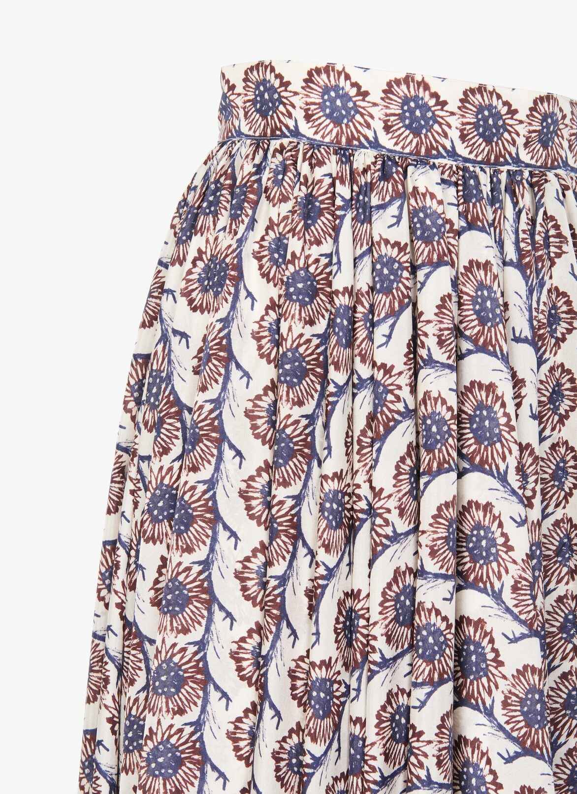 Wide printed habotai silk skirt  ALAÏA WHITE/BROWN WIDE PRINTED HABOTAI SILK SKIRT